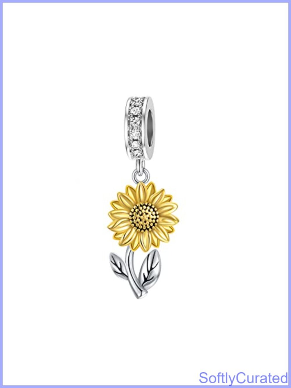 Sterling Silver Sunflower Charm Bead for Bracelet or Necklace